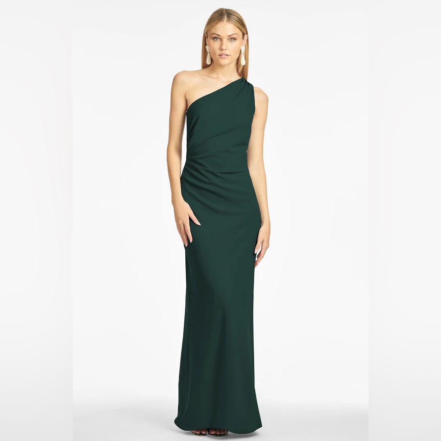 Sachin + Babi One Shoulder Dress In Deep Green